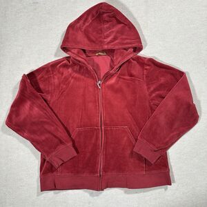 Edge Clothing Y2K Velour Zip Up Hoodie Red Pink Fade Juicy Like Sweater